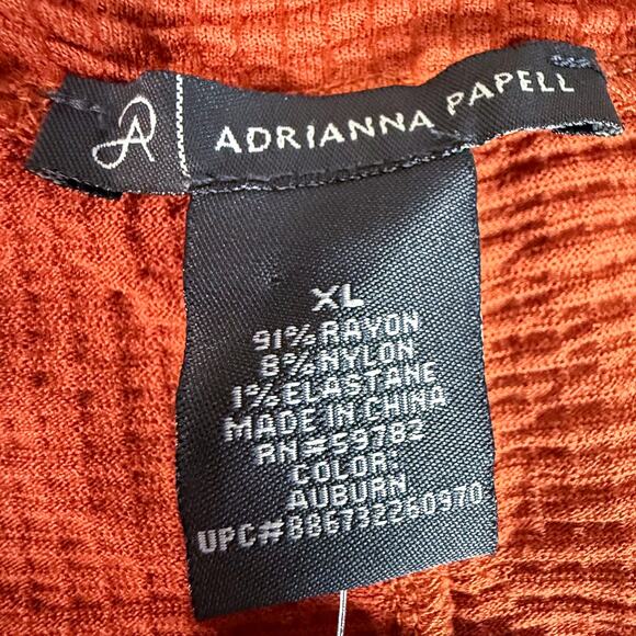 Adrianna Papell XL Auburn V-Neck Waffle Knit Tunic Top NWT $49 MSRP - Picture 3 of 7